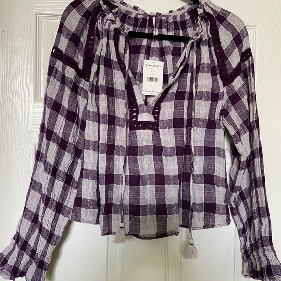 Free People Tops - Free People Plum Gauze Peasant Top